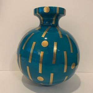 Jonathan Adler Teal and Gold Vase